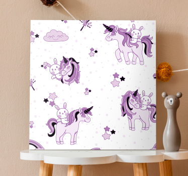 Canvas schilderij eenhoorn schattig eenhoorn avontuur - TenStickers