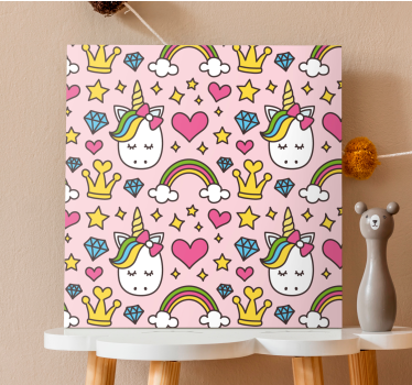 Canvas schilderij eenhoorn schattig eenhoorn patroon - TenStickers
