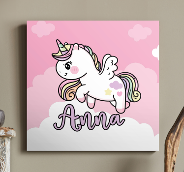 Canvas schilderij eenhoorn schattige eenhoorn fantasie - TenStickers