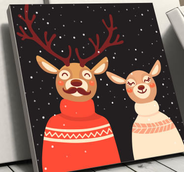 Canvas schilderij herten feestelijk hertenpaar - TenStickers