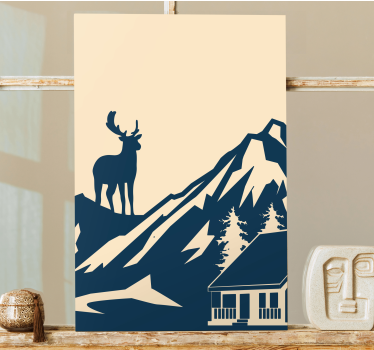 Canvas schilderij herten majestueuze hertensilhouet - TenStickers