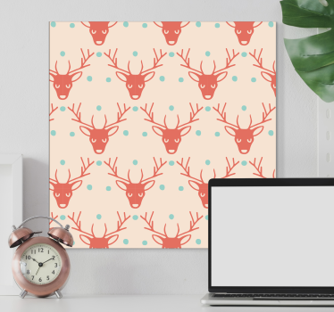 Canvas schilderij herten met gestileerde hertenkoppen - TenStickers