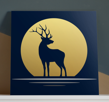 Canvas schilderij herten silhouet van een hert maan - TenStickers