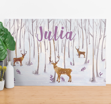 Canvas schilderij herten winterse herten scène - TenStickers