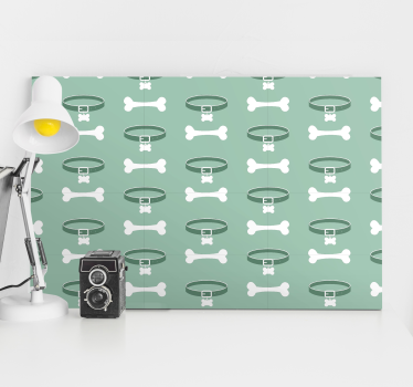 Canvas schilderij hond bot- en halsbandpatroon - TenStickers