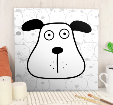Canvas schilderij hond cartoon hondenhoofd - TenStickers
