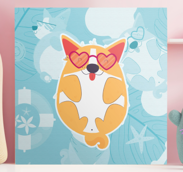 Canvas schilderij hond charmante corgi ontspannen - TenStickers