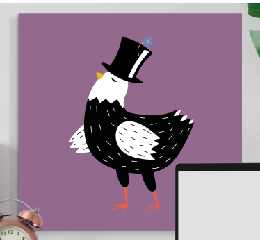 Canvas schilderij vogels dappere vogel in hoed - TenStickers
