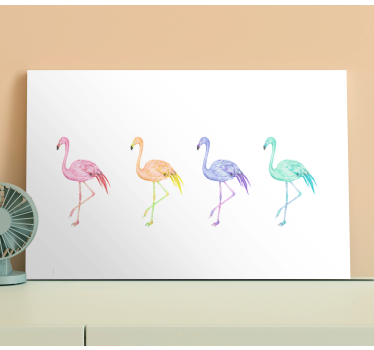 Canvas schilderij vogels diverse flamingo's collectie - TenStickers