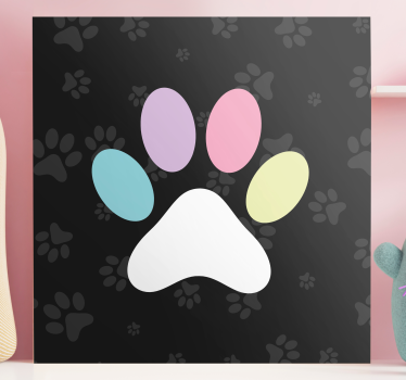 Canvas schilderij hond kleurrijke pootafdruk - TenStickers