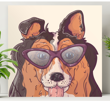 Canvas schilderij hond met zonnebril - TenStickers