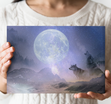 Canvas schilderij hond mystieke wolven huilend - TenStickers