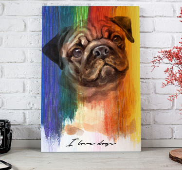 Canvas schilderij hond schattig mopshond portret - TenStickers