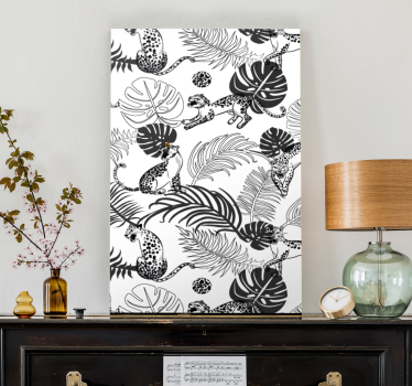 Canvas schilderij andere dieren zwart-witte jungle - TenStickers