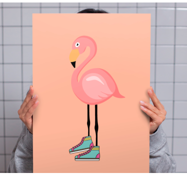 Canvas schilderij vogels stijlvolle flamingo skater - TenStickers