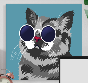 Canvas schilderij kat chique kattenportret - TenStickers
