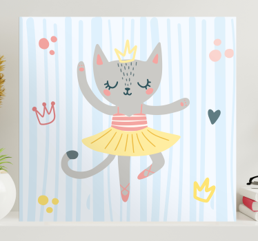 Canvas schilderij kat dansende kat prinses - TenStickers