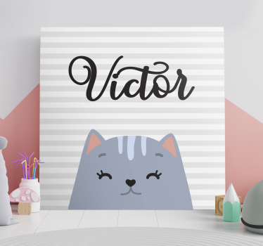 Canvas schilderij kat glimlachende kat victor - TenStickers