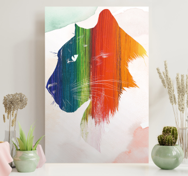Canvas schilderij kat kleurrijk leeuwprofiel - TenStickers