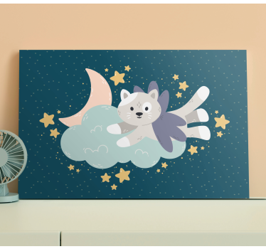 Canvas schilderij kat vliegende kat droom - TenStickers
