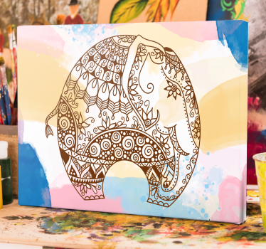 Canvas schilderij olifant decoratieve olifantenillustratie - TenStickers