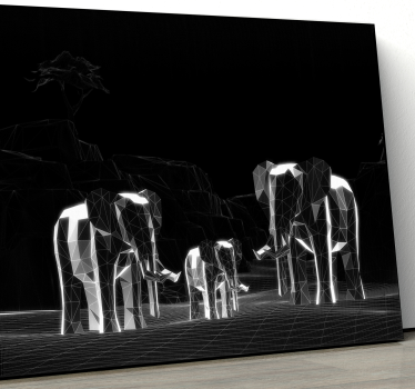 Canvas schilderij olifant geometrische olifantenfamilie - TenStickers