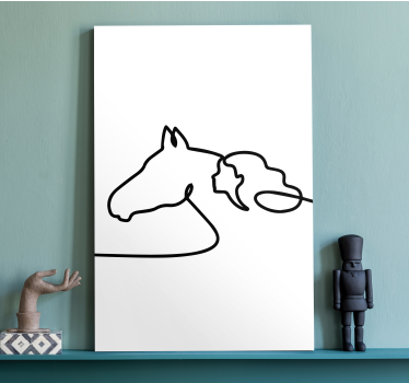 Canvas schilderij paarden Paard en meisje overzicht - TenStickers