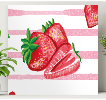 Canvas schilderij stilleven en fruit Beschilderde aardbeien - TenStickers