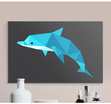 Canvas schilderij vis gestileerd dolfijnportret - TenStickers