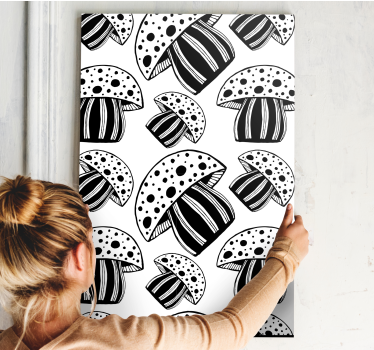 Canvas schilderij vis met paddenstoelmotief - TenStickers