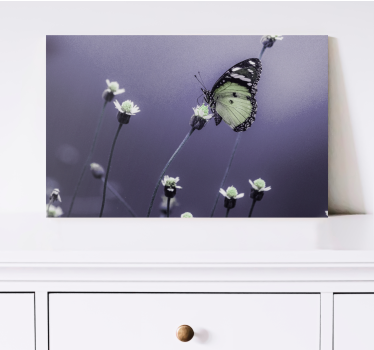 Canvas schilderij vlinder vlinder tussen bloemen - TenStickers
