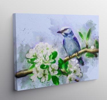 Canvas schilderij vogels bloem op tak - TenStickers