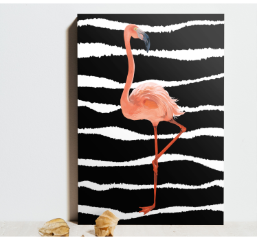 Canvas schilderij vogels flamingo op strepen - TenStickers