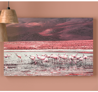 Canvas schilderij vogels flamingo's bij water - TenStickers