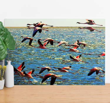Canvas schilderij vogels flamingo's in de lucht - TenStickers
