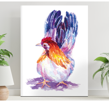 Canvas schilderij vogels kleurrijke haan figurant - TenStickers