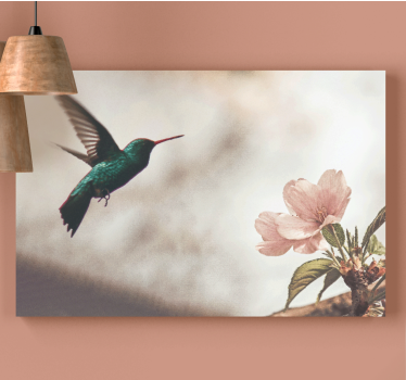 Canvas schilderij vogels kolibrie en bloesems - TenStickers