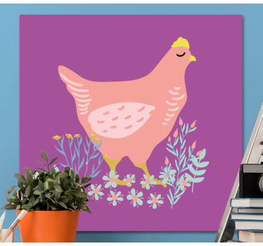 Charmante roze kip Canvas schilderij dieren - TenStickers