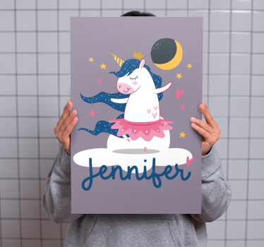 Dansende eenhoorn fantasie Canvas schilderij dinosaurus - TenStickers