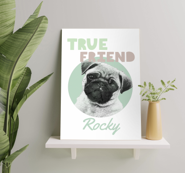 Echte vriend gepersonaliseerd canvas van hond - TenStickers