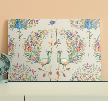 Eclectische tuin en vogels Canvas schilderij - TenStickers