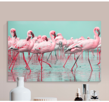 Flamingo bijeenkomst Canvas schilderij dieren - TenStickers