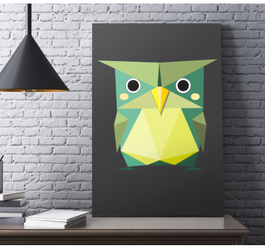 Geometrische groene uil Canvas schilderij dieren - TenStickers