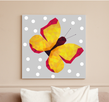 Gele geometrische vleugels Canvas schilderij vlinder - TenStickers