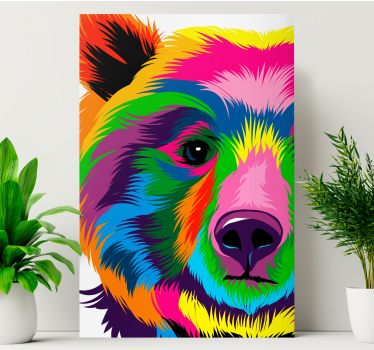 Geometrische canvas schilderij Kleurrijke beer - TenStickers