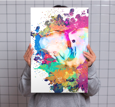 Geometrische canvas schilderij Levendig gekleurde olifant - TenStickers