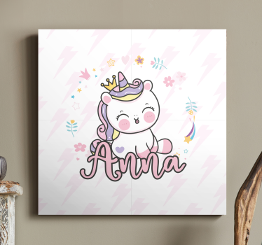 Gepersonaliseerde canvas schilderij Mooie baby eenhoorn - TenStickers