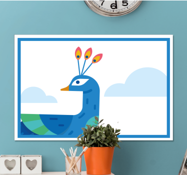 Gestileerde blauwe pauw Canvas schilderij dieren - TenStickers