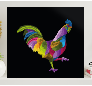 Kleurrijk haanontwerp Canvas schilderij vogels - TenStickers