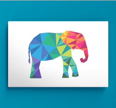 Kleurrijke veelhoekige olifant Canvas schilderij olifanten - TenStickers